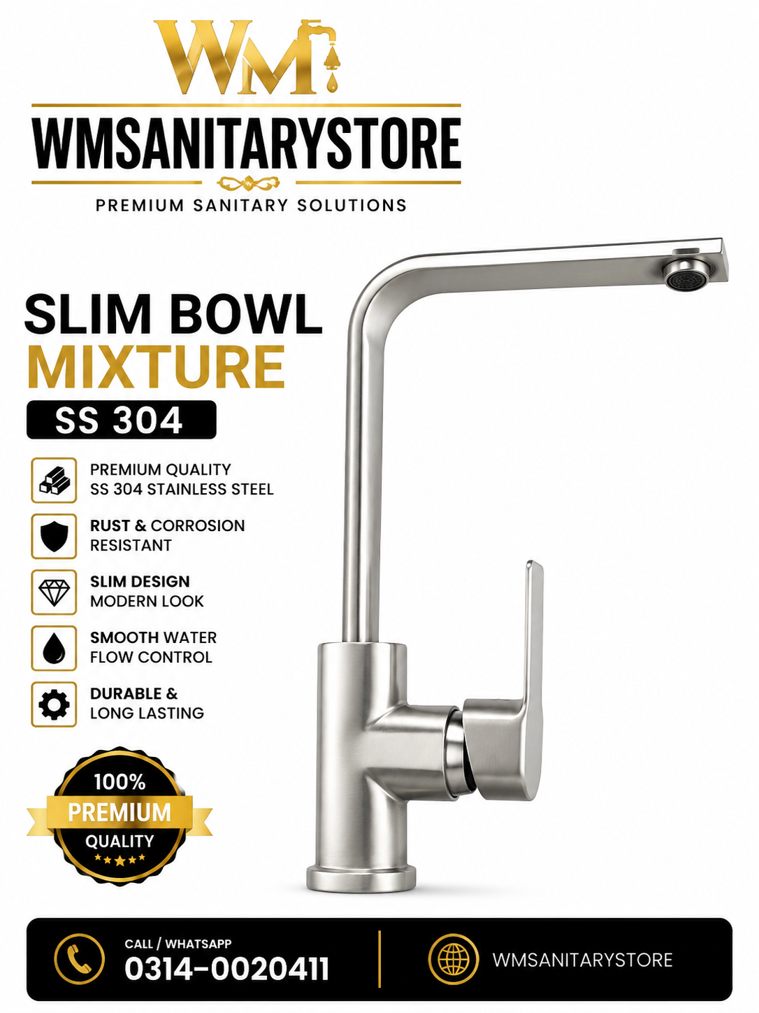 Slim bowl Mixture SS 304